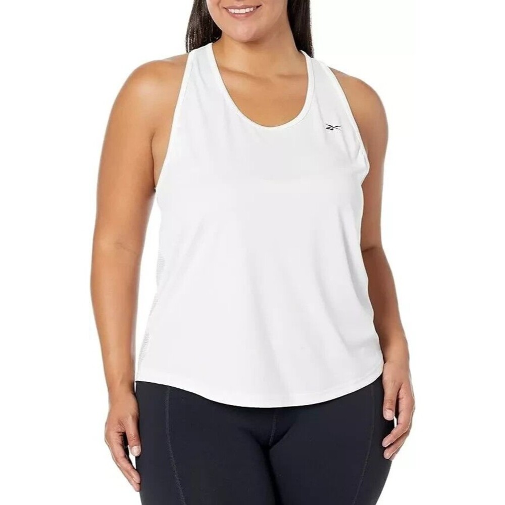 Reebok Women's Plus Size T-shirt Workout Training Tank Top Scoop Neck White 4X